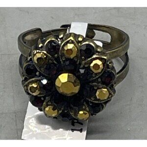 Mariana ring hand made crystals black gold R-7217 241161 one size floral READ NE